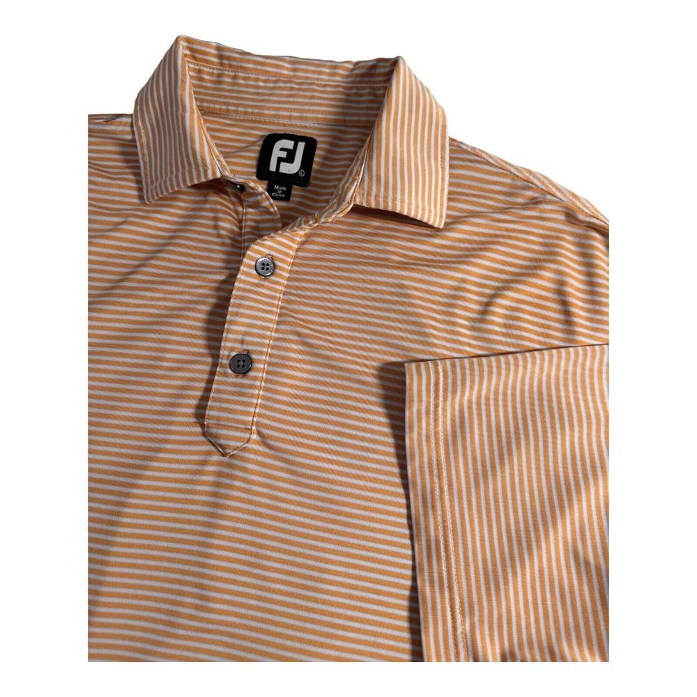 FootJoy  Mens Golf Polo Large Peach & White‎ Striped Short Sleeve Breathable